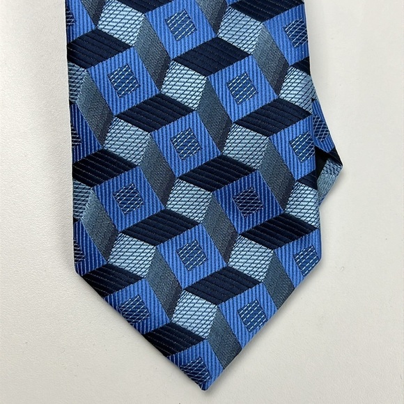 Men's Franco Deluca Italy Blue 3D Tie Cravatte - Picture 2 of 6